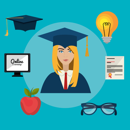 University students graduation graphic design, vector illustration eps10のイラスト素材