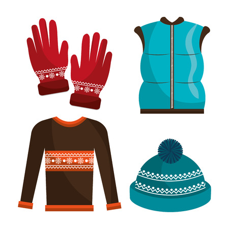 Winter wear, clothes and accesories graphic design, vector illustration のイラスト素材