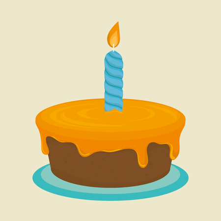Happy birthday cake dessert graphic design, vector illustration eps10のイラスト素材