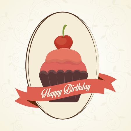 Happy birthday cake dessert graphic design, vector illustration eps10のイラスト素材