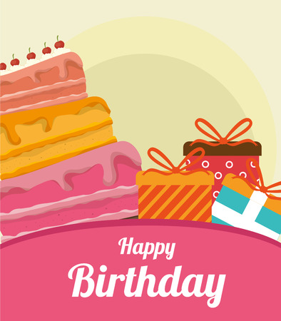 Happy birthday colorful card design, vector illustration graphicのイラスト素材