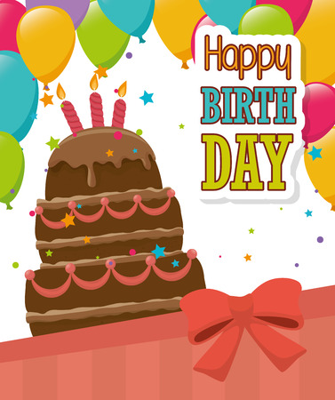 Happy birthday colorful card design, vector illustration graphicのイラスト素材