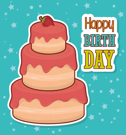 Happy birthday colorful card design, vector illustration graphicのイラスト素材