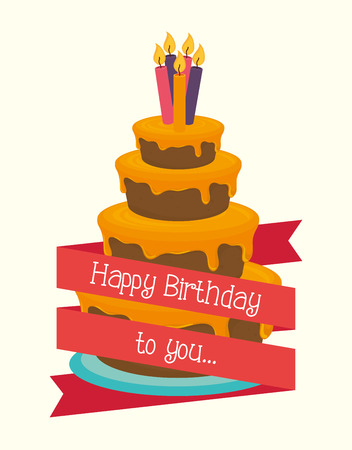 Happy birthday colorful card design, vector illustration graphicのイラスト素材