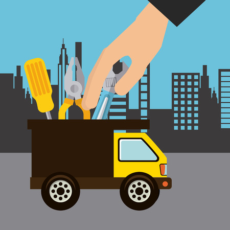 Under construction concept with tools design, vector illustration 10 eps graphicのイラスト素材