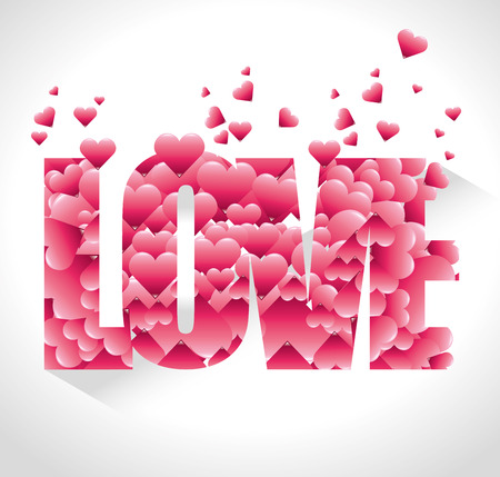 Romantic colorful card design with pink hearts graphic design, vector illustrationのイラスト素材