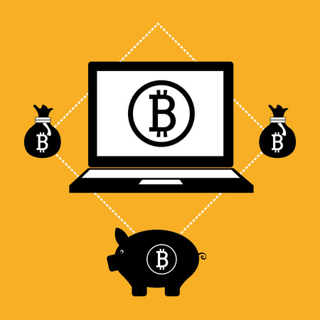 Bitcoin virtual money graphic icons design, vector illustration eps10のイラスト素材