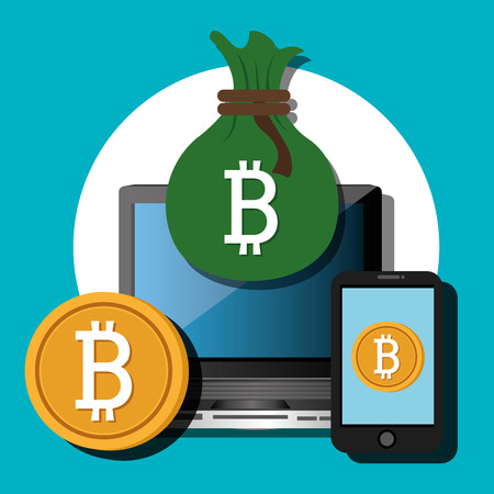 Bitcoin virtual money graphic icons design, vector illustration eps10のイラスト素材