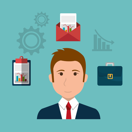Business people with icons graphic design, vector illustration のイラスト素材