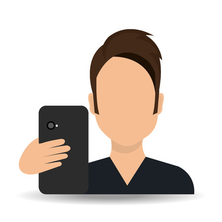 Smartphone and user graphic design, vector illustration のイラスト素材