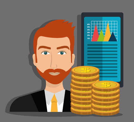 Financial growth up and money graphic design with icons, vector illustrationのイラスト素材