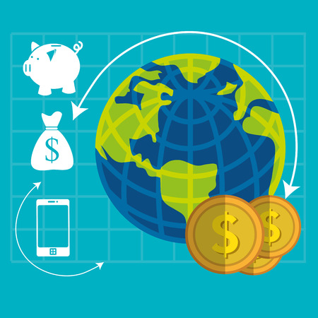 Financial growth up and money graphic design with icons, vector illustrationのイラスト素材