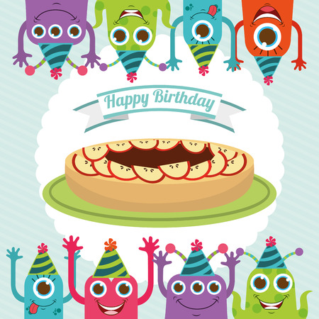 happy birthday card design, vector illustration  のイラスト素材
