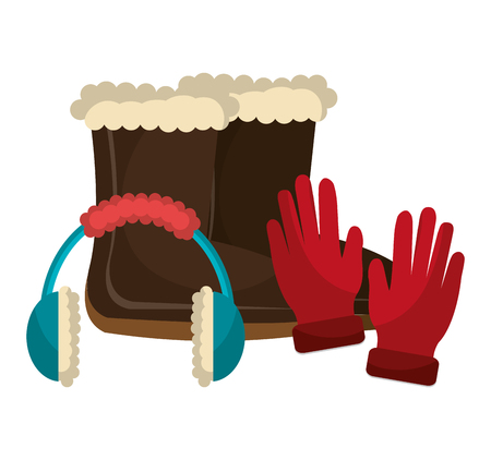 Winter fashion clothes and accesories, graphic design, vector illustrationのイラスト素材