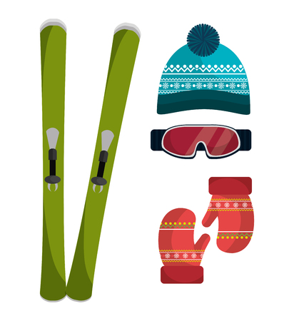 Winter fashion clothes and accesories, graphic design, vector illustrationのイラスト素材
