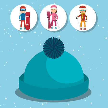 Winter fashion wear and accesories graphic design, vector illustrationのイラスト素材