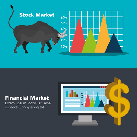 Financial market and investments graphic design with icons, vector illustrationのイラスト素材