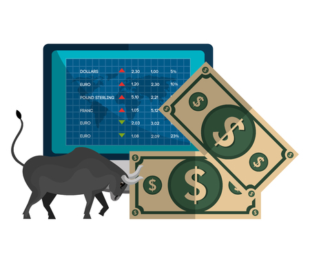 Financial market and investments graphic design with icons, vector illustrationのイラスト素材