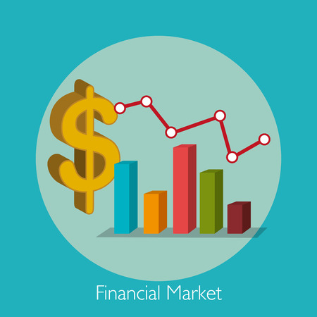 Financial market and investments graphic design with icons, vector illustrationのイラスト素材