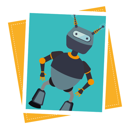 Funny robot cartoon graphic design, vector illustration eps10のイラスト素材