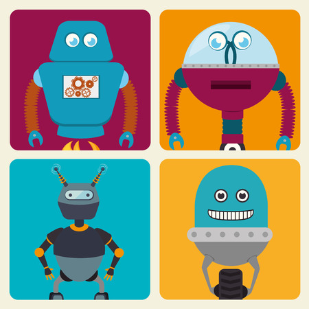Funny robot cartoon graphic design, vector illustration eps10のイラスト素材