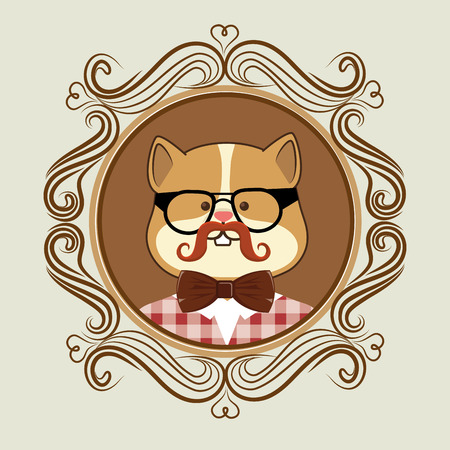 Hispter funny animal cartoon graphic design, vector illustrationのイラスト素材