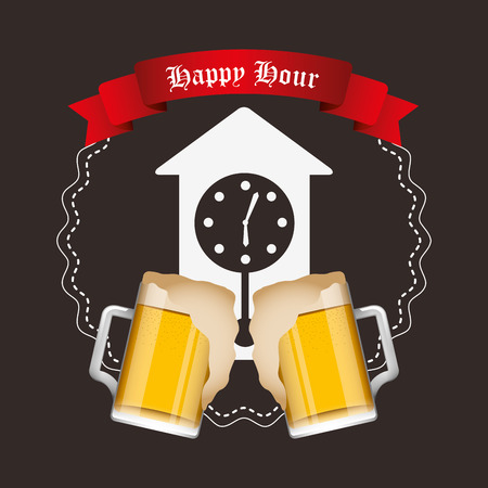 happy hour design, vector illustration graphicのイラスト素材