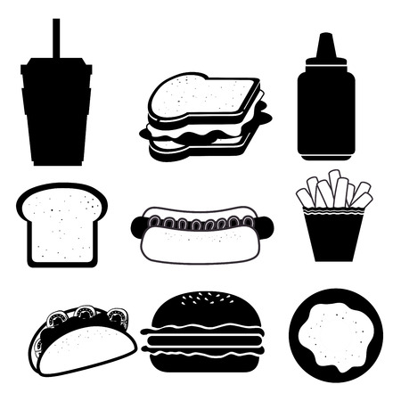 Fast and delicious food graphic design, vector illustrationのイラスト素材