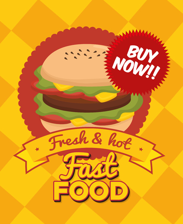 Fast and delicious food graphic design, vector illustrationのイラスト素材