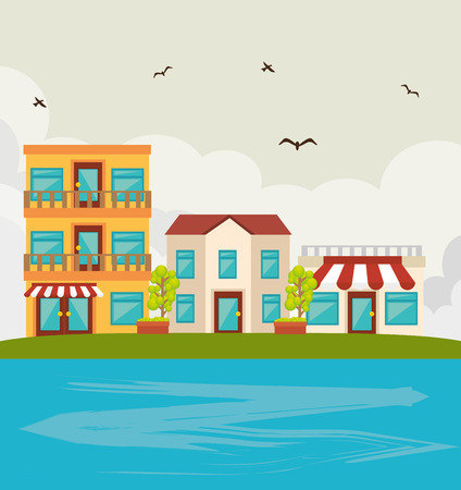 Urban buildings graphic design, vector illustration eps10のイラスト素材