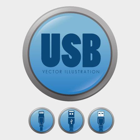 USB technology connection graphic design, vector illustrationのイラスト素材