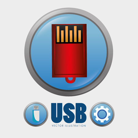 USB technology connection graphic design, vector illustrationのイラスト素材