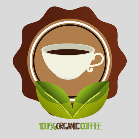 Delicious natural and organic coffee graphic design, vector illustrationのイラスト素材