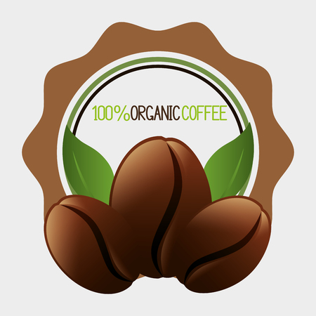 Delicious natural and organic coffee graphic design, vector illustrationのイラスト素材