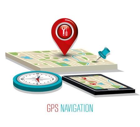GPS navigation technology graphic design, vector illustrationのイラスト素材