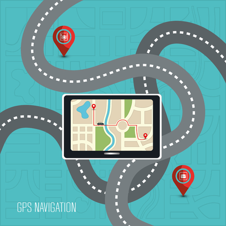 GPS navigation technology graphic design, vector illustrationのイラスト素材