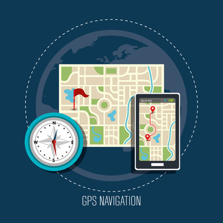 GPS navigation technology graphic design, vector illustrationのイラスト素材