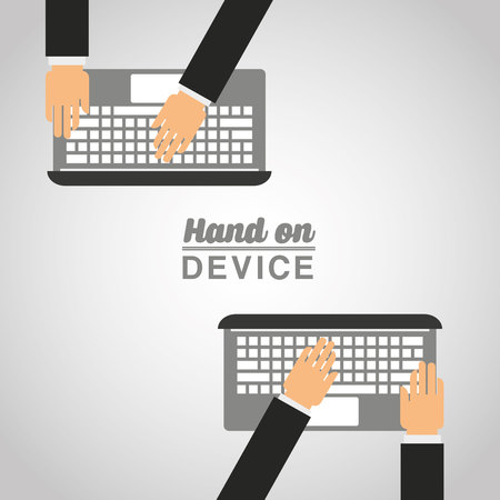 hand on device design, vector illustration eps10 graphicのイラスト素材