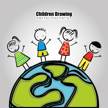 children drawing design, vector illustration eps10 graphicのイラスト素材