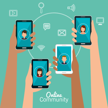 online community design, vector illustrationのイラスト素材