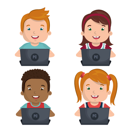 Children using computer design, vector illustrationのイラスト素材