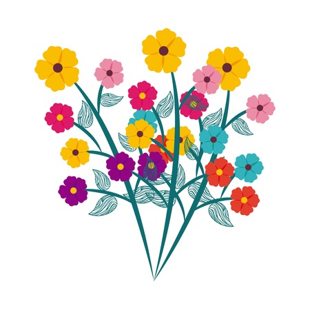 foliage of beautiful flowers design, vector illustration   graphicのイラスト素材