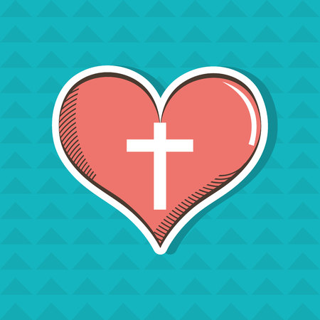 cross inside the heart design, vector illustration eps10 graphicのイラスト素材