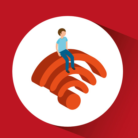 wireless signal isometric designのイラスト素材