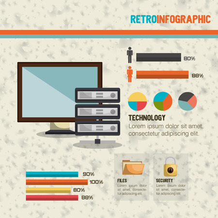 technology retroinfographic design,のイラスト素材