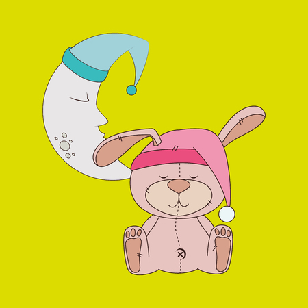 moon sleeping designのイラスト素材