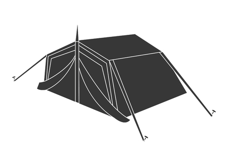 black camping tent side view over isolated background,vector illustrationのイラスト素材