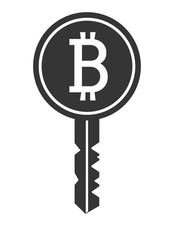 black and white key with bitcoin signal over isolated background,vector illustrationのイラスト素材