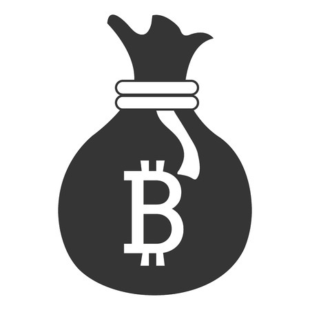 black money bag with bitcoin signal and loop over isolated background,vector illustrationのイラスト素材
