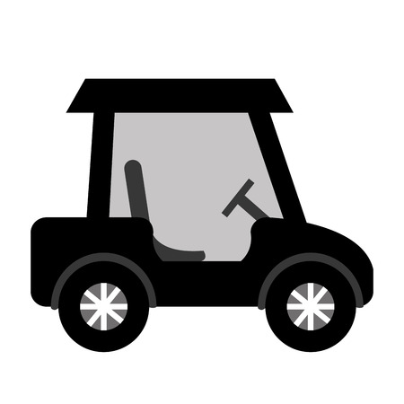 black golf cart with white stripes on the wheels side view over isolated background,vector illustrationのイラスト素材